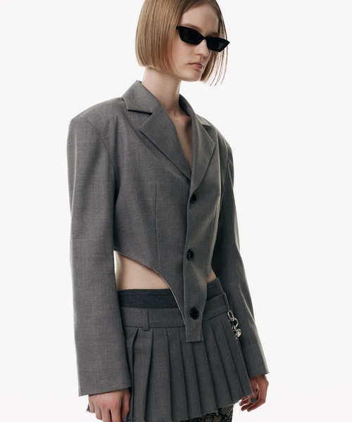 【ももか】giunon テーラードジャケット グレー JOSE MOON ジャケット テーラードジャケット HEM CUT SUITS