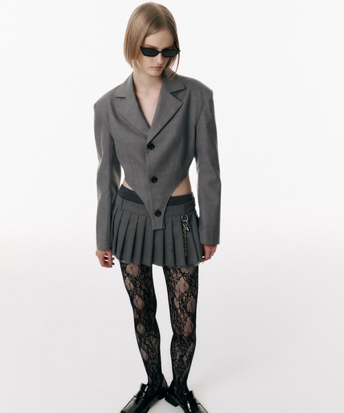 【ももか】giunon テーラードジャケット グレー JOSE MOON ジャケット テーラードジャケット HEM CUT SUITS