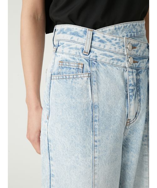 FRAY I.D パンツ アシメダブルウエストワイドデニムパンツ