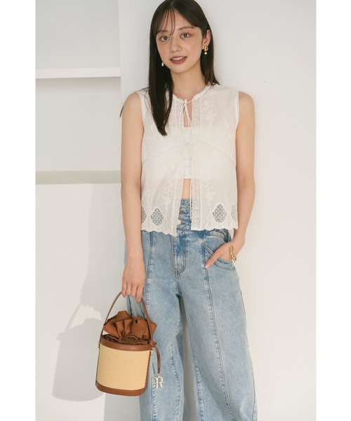 FRAY I.D パンツ アシメダブルウエストワイドデニムパンツ