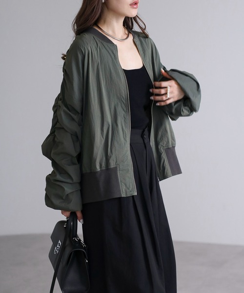 24SS アーバンリサーチロッソ 撥水UVコクーンMA-1ブルゾン グレージュ URBAN RESEARCH ROSSO WOMEN（アーバンリサーチ ロッソ）の