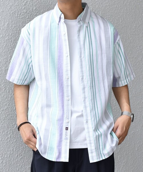 aikoo ❗️ sirone スリットスリーブピンストライプシャツ aikoo ❗️ sirone スリットスリーブピンストライプシャツ SHIPS any