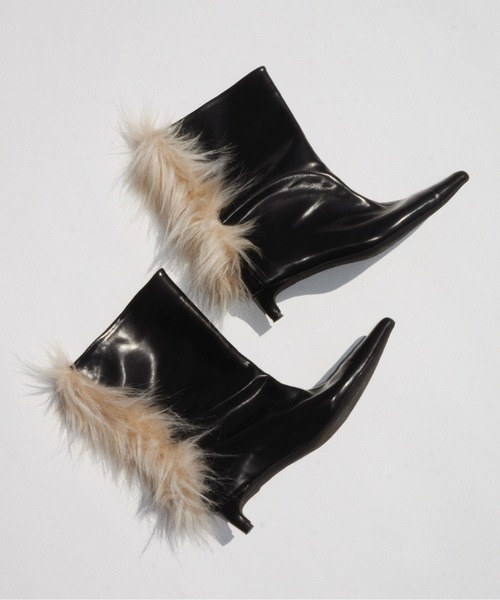 musubore（ムスボレ） ブーツ fur pointed toe boots / ポインテッド