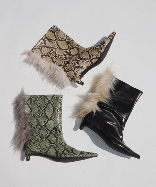 musubore（ムスボレ） ブーツ fur pointed toe boots / ポインテッド