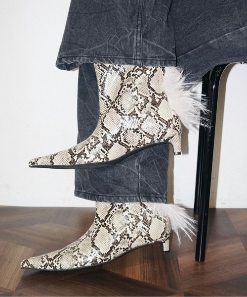 musubore（ムスボレ） ブーツ fur pointed toe boots / ポインテッド