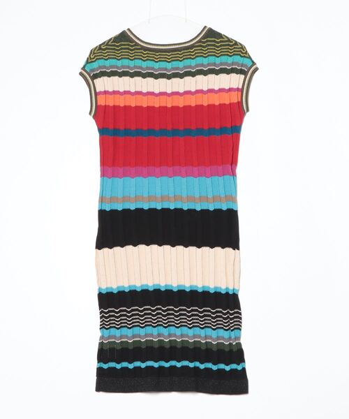 「Desigual」 ボーダー柄ニットワンピース S レッド レディース_画像2