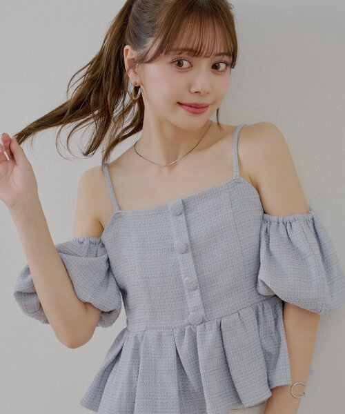 Chico ブラウス シャツ 「5色展開/マルチway」ツイード