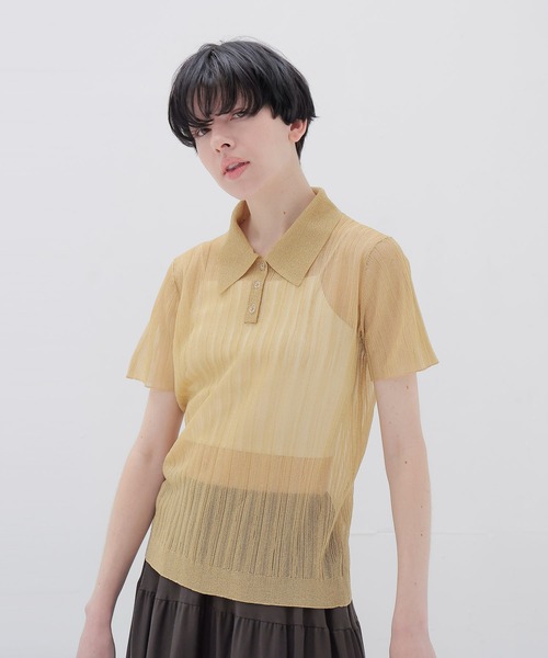 ポロシャツ ポロ shiny sheer random rib POLO(シャイニーシアーランダムリブポロ) レディース