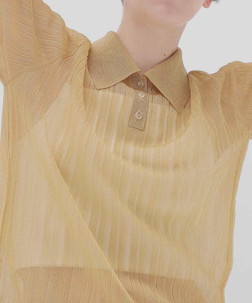 DRESSLAVE（ドレスレイブ） ポロシャツ ポロ shiny sheer random rib