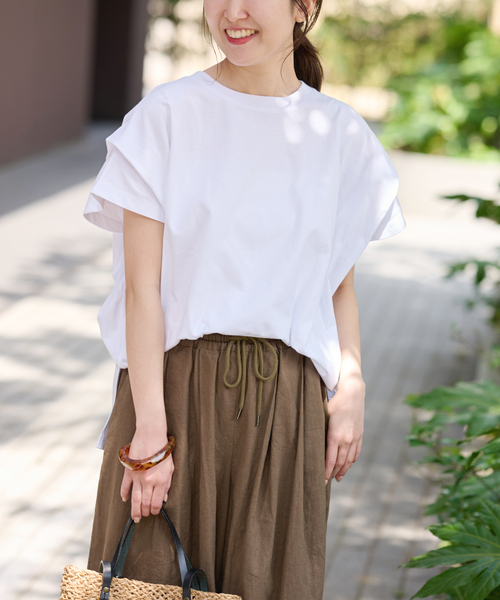 tシャツ 「再入荷！」1枚でお洒落が叶う。ショルダータックルーズプルオーバー レディース
