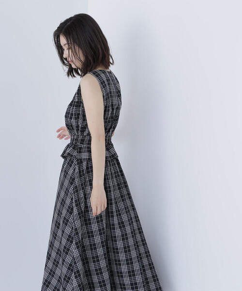 NATURAL BEAUTY BASIC ワンピース モノトーンチェックワンピース