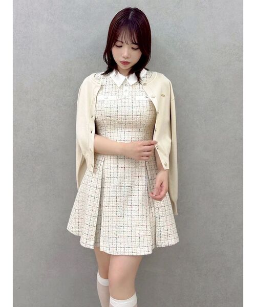 【美品】 PARTY シャツドッキングツイードミニワンピース ダーリッチ Darich シャツドッキングツイードミニワンピース