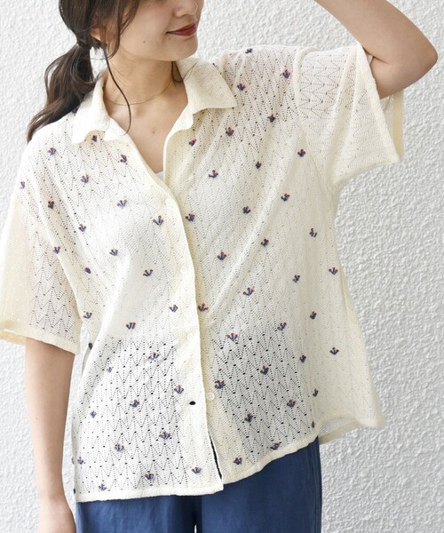 「bon_meur」 半袖シャツ ONE SIZE ナチュラル レディース