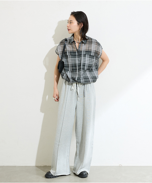 ブラウス シャツ シアードビーチェックフレンチスリーブシャツ レディース JOURNAL STANDARD ブラウス シャツ シアードビーチェック