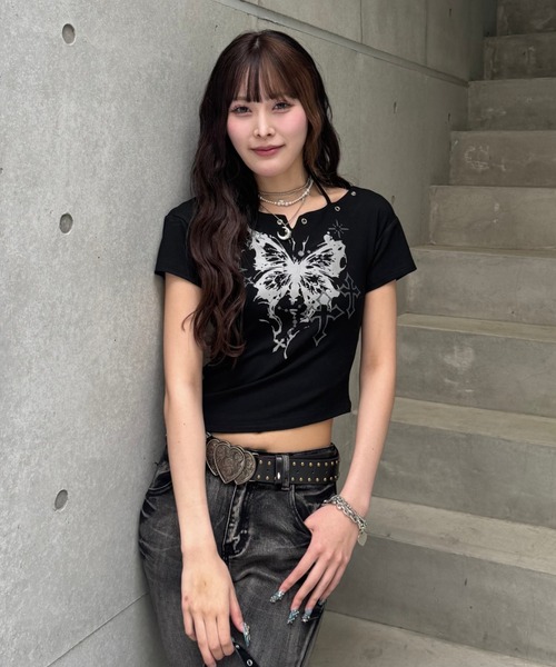 tシャツ crush butterfly cut sew レディース メンズ
