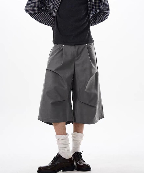 TOBEE ハーフパンツ スラックス 「TOBEE」タック スタッズ ワイド