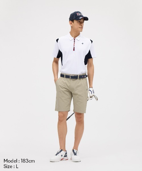 le coq sportif golf ゴルフ ハーフジップ トップス N644 le coq sportif GOLF tシャツ 無地ハーフジップ半袖シャツ