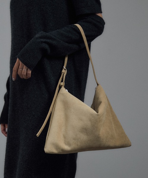 【ベージュ（27）】【W S(ドゥーブル)】Ultrasuede(R)ZIPミニショルダー SALON adam et rope'（サロン アダム エ ロペ） ショルダーバッグ