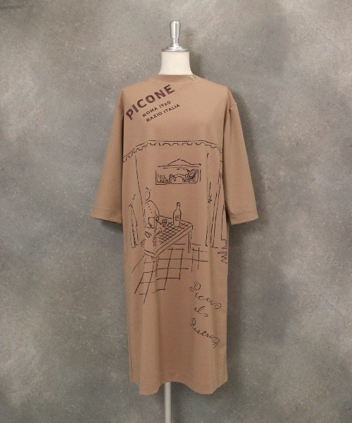 STUDIO PICONE（スタジオピッコーネ） ワンピース 七分袖イラスト冷感