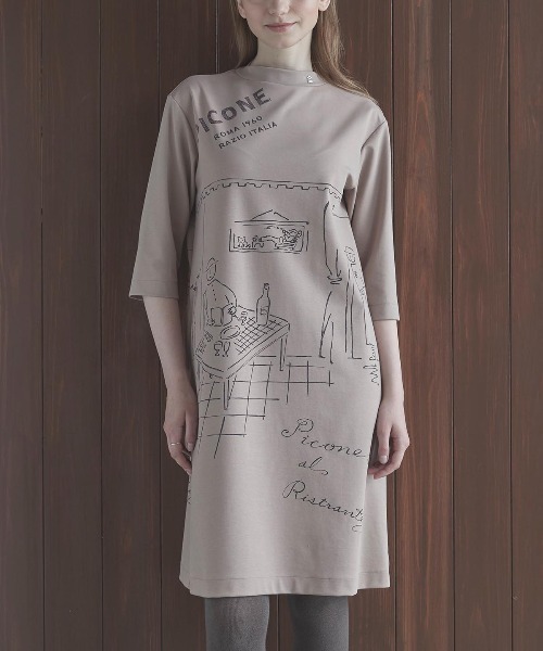 STUDIO PICONE（スタジオピッコーネ） ワンピース 七分袖イラスト冷感