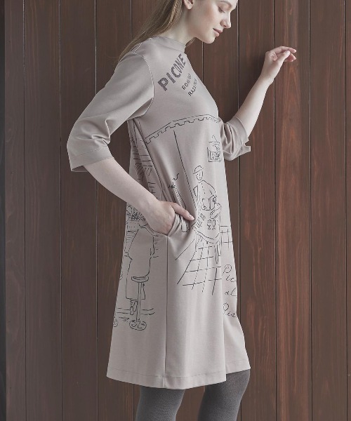 STUDIO PICONE（スタジオピッコーネ） ワンピース 七分袖イラスト冷感