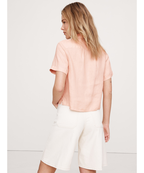 「BANANA REPUBLIC」 半袖シャツ L ライトベージュ レディース