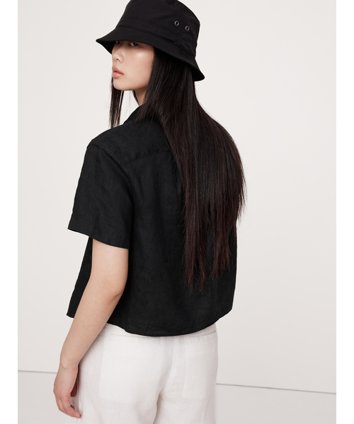 「BANANA REPUBLIC」 半袖シャツ L ライトベージュ レディース