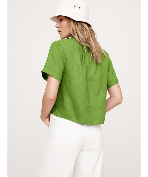 「BANANA REPUBLIC」 半袖シャツ L ライトベージュ レディース