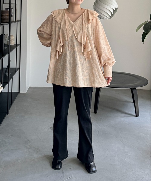 PILIT ブラウス シャツ 刺繍ラッフルブラウス レディース : ZOZOTOWN