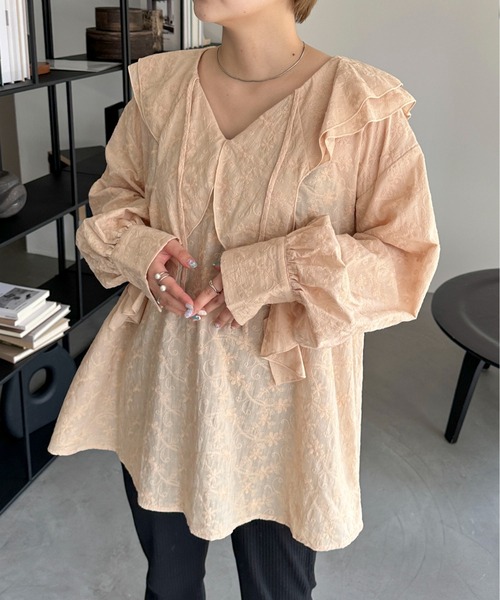 PILIT ブラウス シャツ 刺繍ラッフルブラウス レディース : ZOZOTOWN