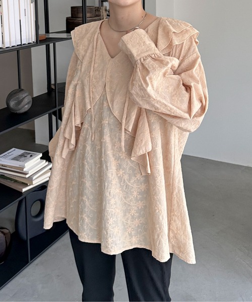 PILIT ブラウス シャツ 刺繍ラッフルブラウス レディース : ZOZOTOWN