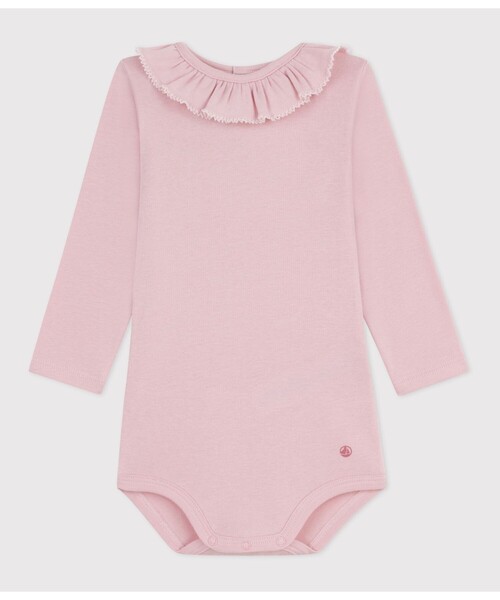 PETIT BATEAU（プチバトー） ベビー服 ロンパース 衿つき長袖ボディ