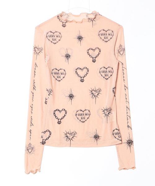 トップス annaaaderes secret heart shirt tシャツ ANNA SUI NYC/アナ スイ エヌワイシー/ハート総柄シアー