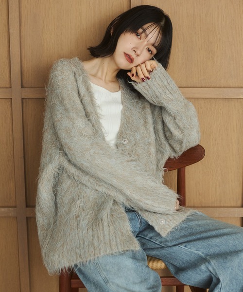 【10％OFF 送料無料 レディース 大人】Hunch(ハンチ)　シャギー ニットカーディガン hunch（ハンチ） カーディガン 起毛シャギー ニットカーディガン