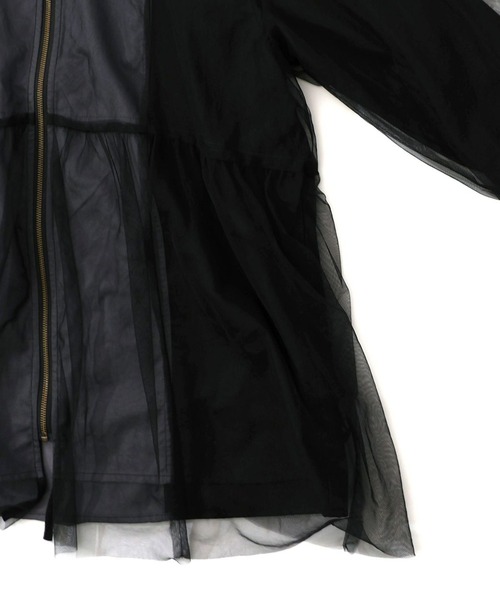 ScoLar(スカラー) ブルゾン アウター 花蝶刺繍チュール重ねロング ScoLar(スカラー) ブルゾン アウター 花蝶刺繍チュール重ねロング