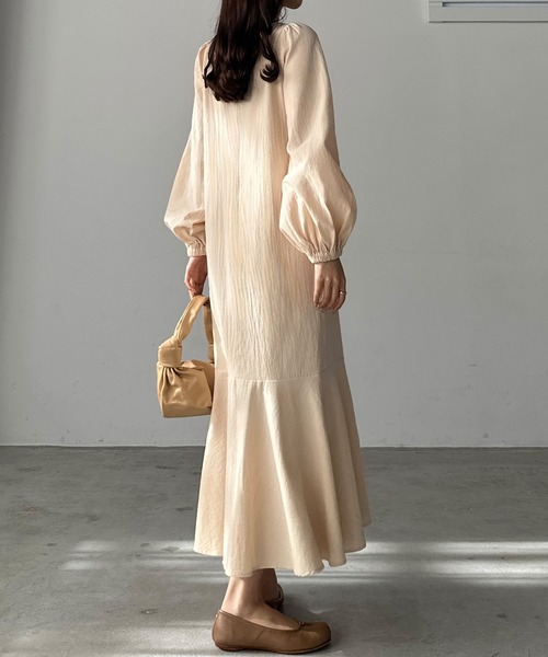 「Louere」 長袖ワンピース SMALL ナチュラル レディース_画像9