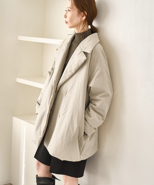 ROPE PICNIC 中綿テーラードコート　ライトベージュ ROPE' PICNIC（ロペ ピクニック） ダウンコート ダウンジャケット 2WAY
