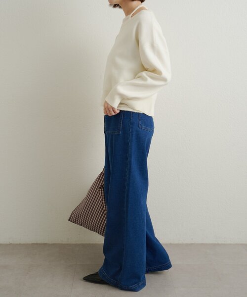 Omekashi オメカシ スウェットデニムフレアパンツ Omekashi（オメカシ） ジーンズ デニム デニムパンツ スウェットデニム