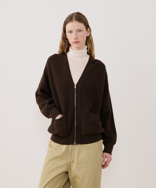 GALERIE VIE☆ノーカラーカーディガン GALERIE VIE カーディガン モンゴルヤク ジップアップカーディガン