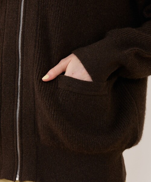 GALERIE VIE☆ノーカラーカーディガン GALERIE VIE カーディガン モンゴルヤク ジップアップカーディガン