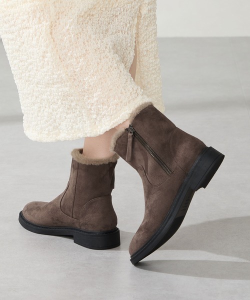 WA ORiental TRaffic ブーツ サイドジップ スエード ファー ショート