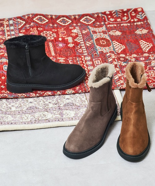 WA ORiental TRaffic ブーツ サイドジップ スエード ファー ショート