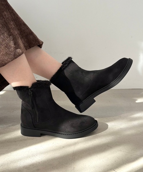 WA ORiental TRaffic ブーツ サイドジップ スエード ファー ショート