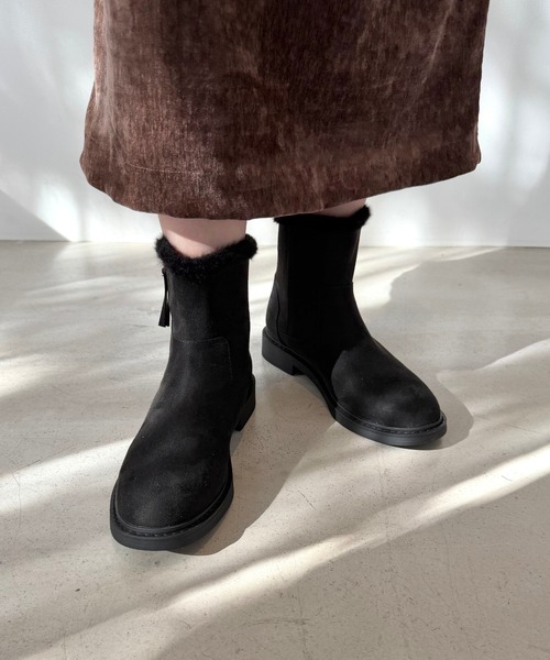 WA ORiental TRaffic ブーツ サイドジップ スエード ファー ショート