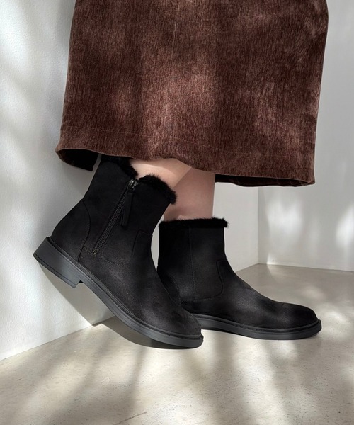 WA ORiental TRaffic ブーツ サイドジップ スエード ファー ショート