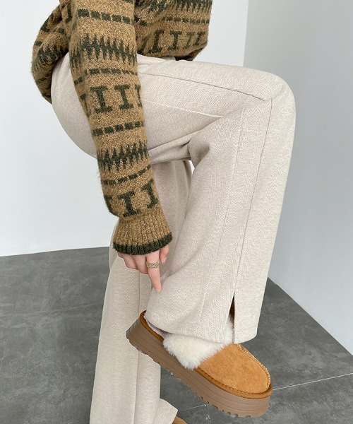 HANDO スウェットパンツ ジャージ ヘリンボーン柄ワイドリラックス