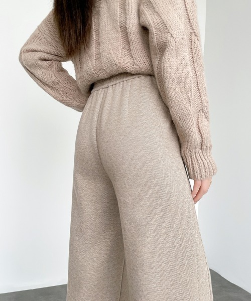 HANDO スウェットパンツ ジャージ ヘリンボーン柄ワイドリラックス