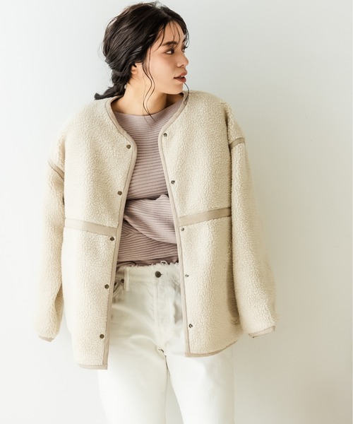 TRIANGLE PALETTE ノーカラージャケット FREE アイボリー レディース