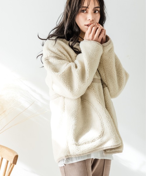 TRIANGLE PALETTE ノーカラージャケット FREE アイボリー レディース