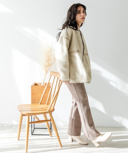 TRIANGLE PALETTE ノーカラージャケット FREE アイボリー レディース